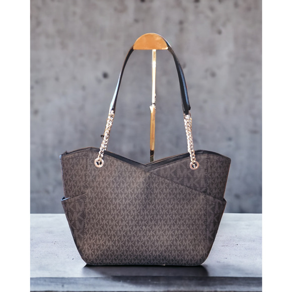 Michael Kors Jet Set Large Logo Shoulder Bag dark gray and blackmICHAEL - Picture 3 of 9